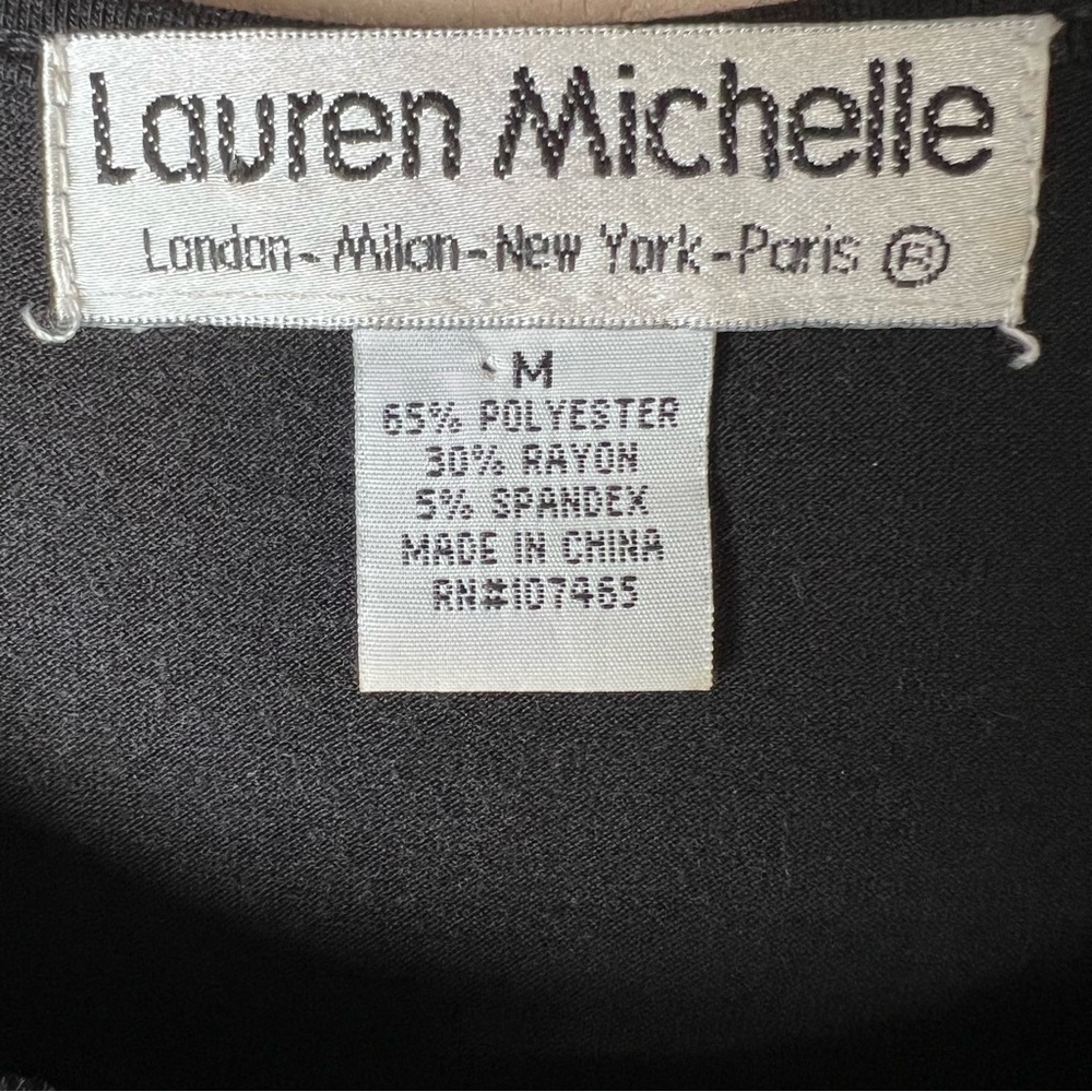 VTG Y2K Lauren Michelle Black Sleeveless Dress 3D Origami Embellished Funky Sz M - Picture 9 of 11